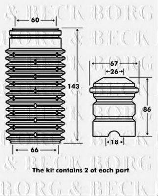 BORG & BECK BPK7034 Пилозахисний комплект, амортизатор