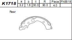 ASIMCO K1718 Комплект гальмівних колодок