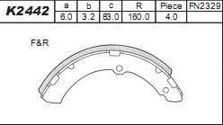 ASIMCO K2442 Комплект гальмівних колодок