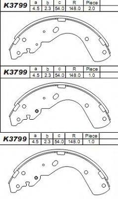 ASIMCO K3799 Комплект гальмівних колодок