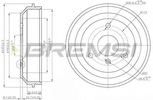 BREMSI DR5598 Гальмівний барабан