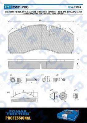 FOMAR FRICTION FO675181 Комплект гальмівних колодок, дискове гальмо