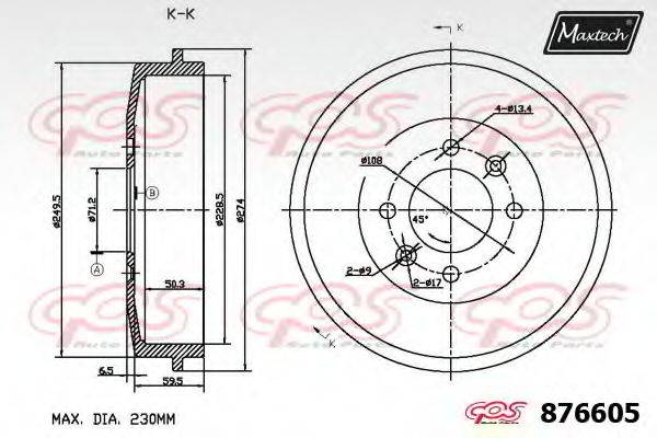 MAXTECH 8766050000 Гальмівний барабан