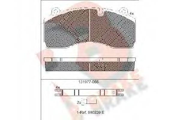 R BRAKE RB1977066 Комплект гальмівних колодок, дискове гальмо