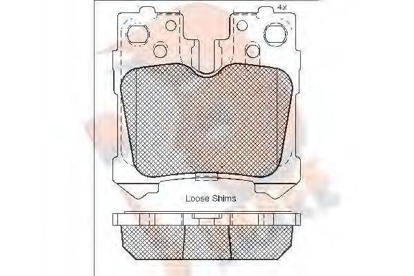 R BRAKE RB1936 Комплект гальмівних колодок, дискове гальмо