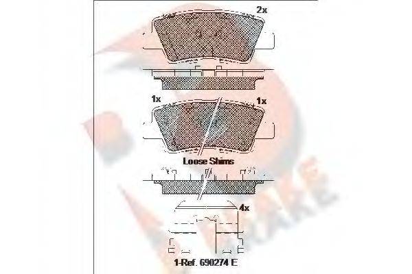 R BRAKE RB2036 Комплект гальмівних колодок, дискове гальмо