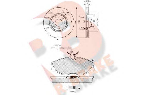 R BRAKE 3R11087406 Комплект гальм, дисковий гальмівний механізм