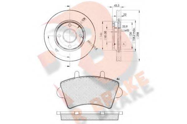 R BRAKE 3R14425344 Комплект гальм, дисковий гальмівний механізм