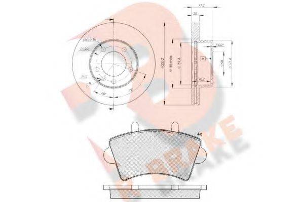 R BRAKE 3R14426848 Комплект гальм, дисковий гальмівний механізм