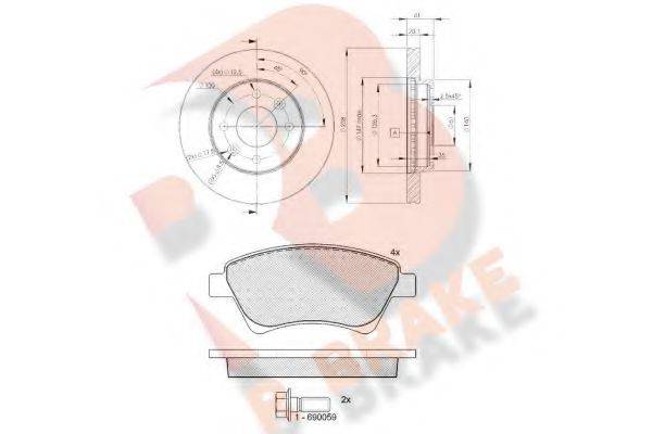 R BRAKE 3R15796572 Комплект гальм, дисковий гальмівний механізм