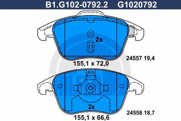 GALFER B1G10207922 Комплект гальмівних колодок, дискове гальмо