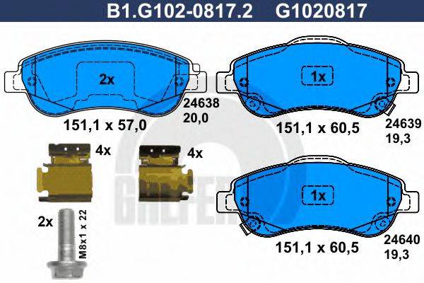 GALFER B1G10208172 Комплект гальмівних колодок, дискове гальмо