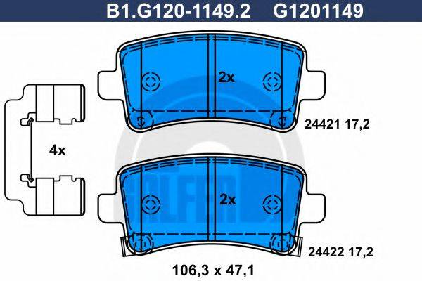 GALFER B1G12011492 Комплект гальмівних колодок, дискове гальмо