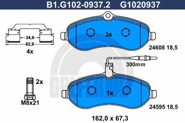 GALFER B1G10209372 Комплект гальмівних колодок, дискове гальмо