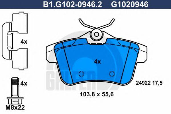 GALFER B1G10209462 Комплект гальмівних колодок, дискове гальмо