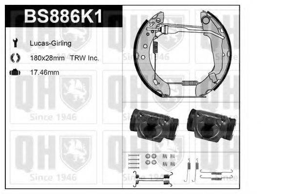 QUINTON HAZELL BS886K1 Комплект гальм, барабанний гальмівний механізм