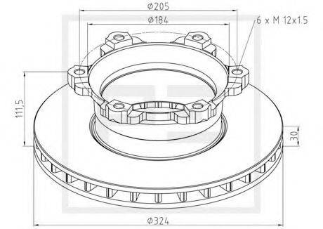 PE AUTOMOTIVE 01629400A гальмівний диск