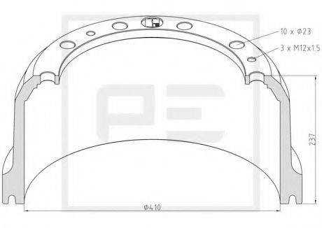 PE AUTOMOTIVE 01650200A Гальмівний барабан