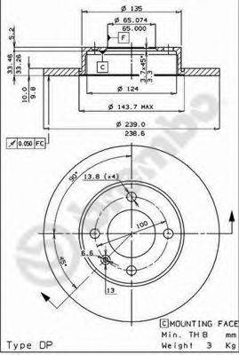 BREMBO 08263134 гальмівний диск