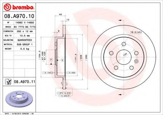 BREMBO 08A97011 гальмівний диск