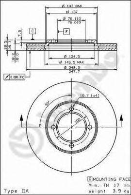 BREMBO 09561510 гальмівний диск