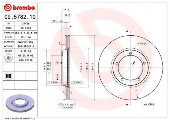 BREMBO 09578210 гальмівний диск