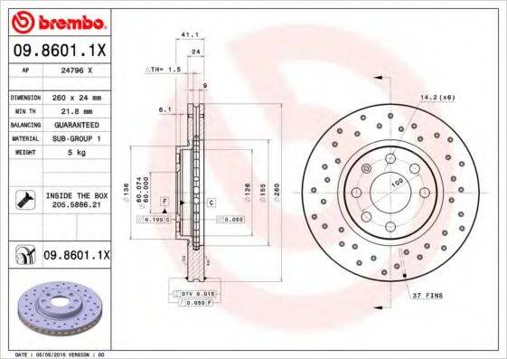 BREMBO 0986011X гальмівний диск