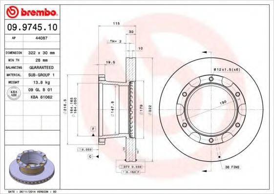 BREMBO 09974510 гальмівний диск