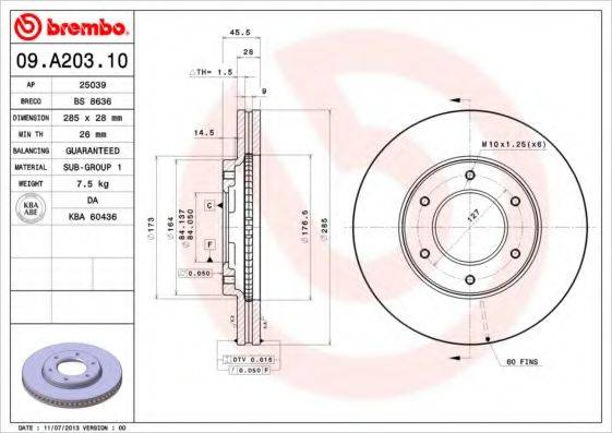 BREMBO 09A20310 гальмівний диск