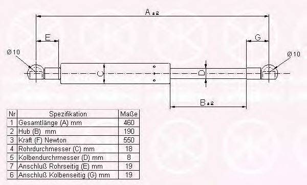 KLOKKERHOLM 35272800 Газова пружина, капот