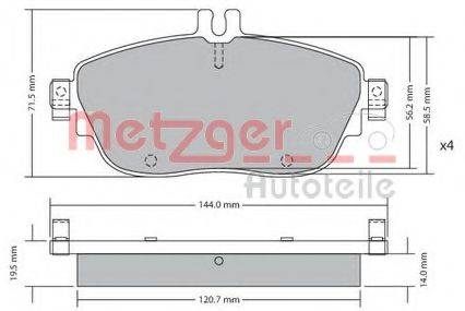 METZGER 1170215 Комплект гальмівних колодок, дискове гальмо