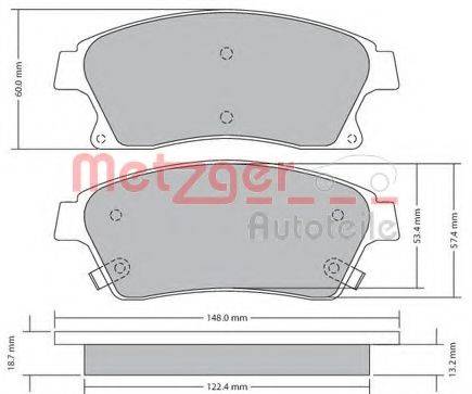 METZGER 1170393 Комплект гальмівних колодок, дискове гальмо