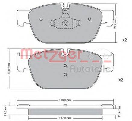 METZGER 1170619 Комплект гальмівних колодок, дискове гальмо