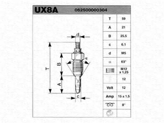 MAGNETI MARELLI 062500000304 Свічка розжарювання