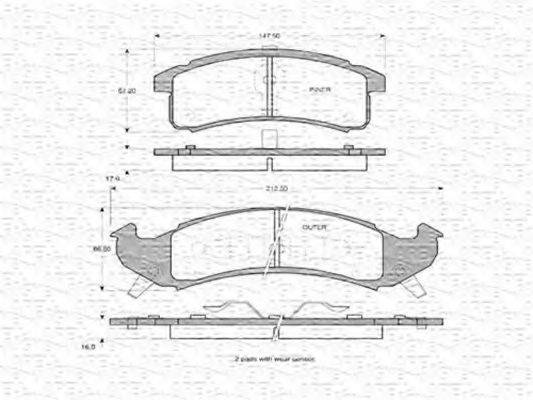 MAGNETI MARELLI 363702160831 Комплект гальмівних колодок, дискове гальмо